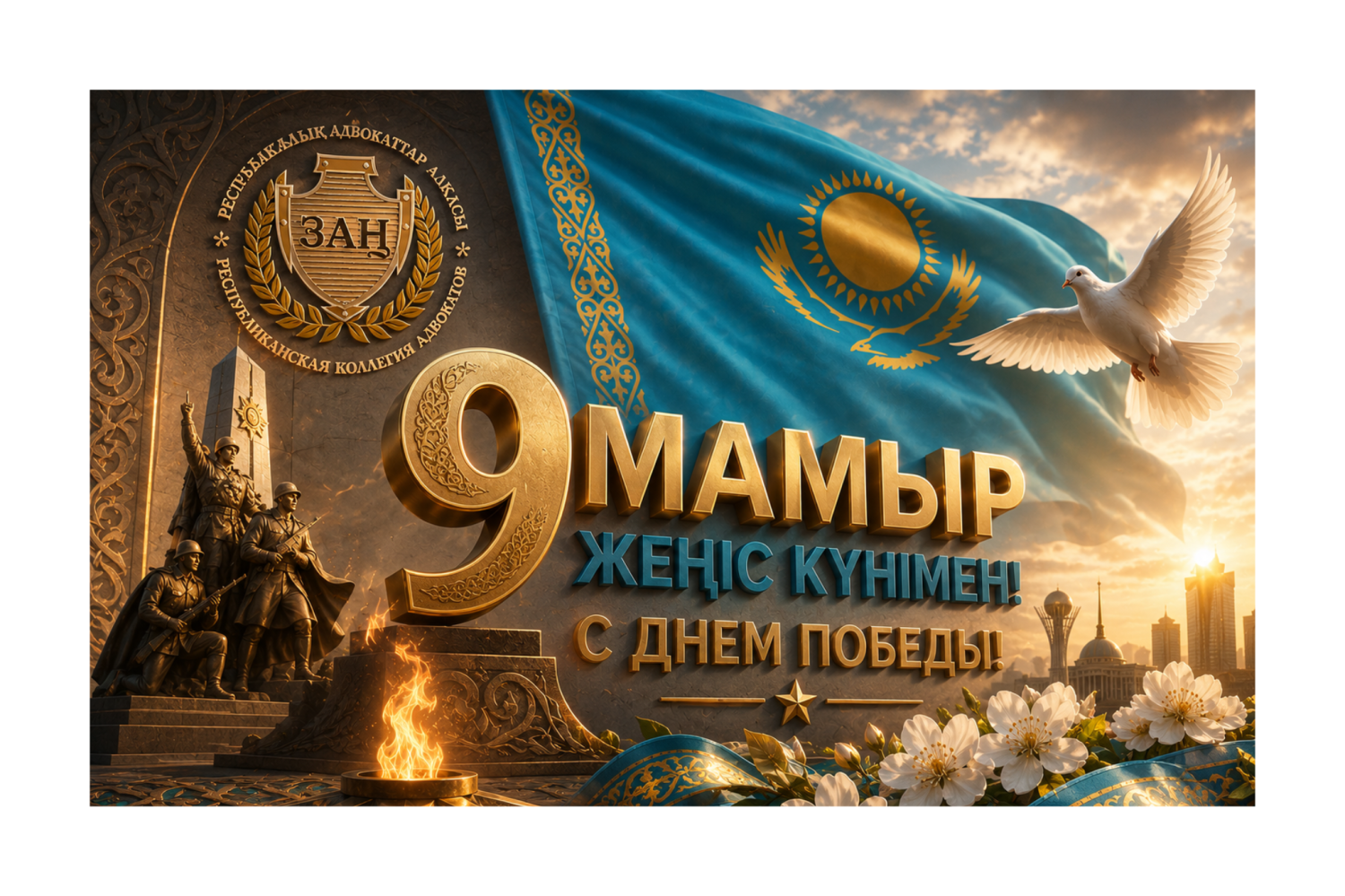 Республикалық адвокаттар алқасы барша қазақстандықтарды Жеңіс күнімен құттықтайды!